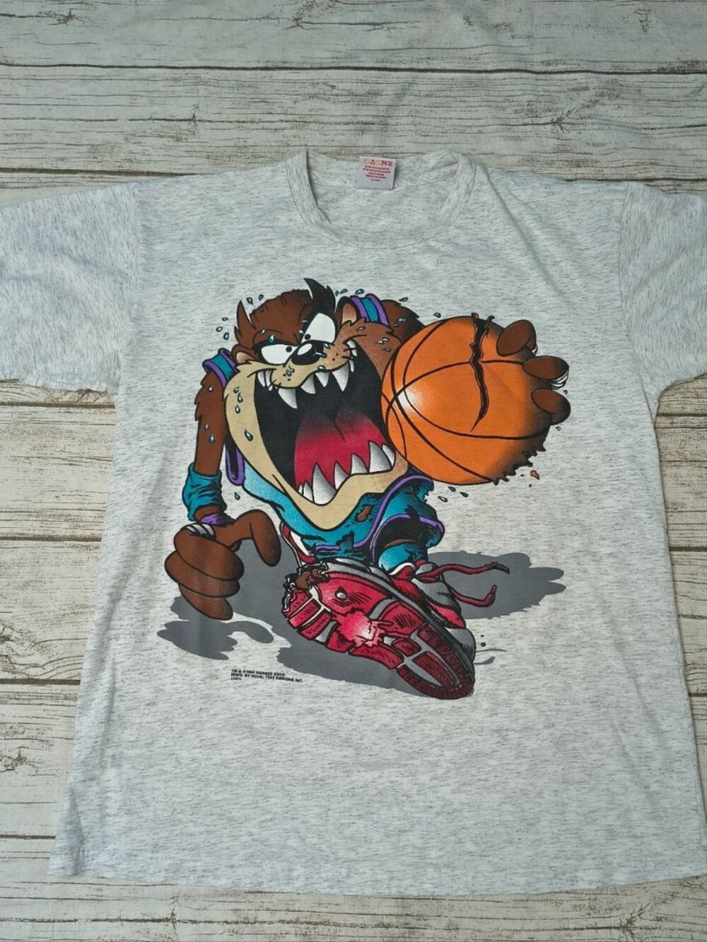 Vintage 1994 Novel Teez Tax Tasmanian Devil Basketball Double Sided T Shirt L